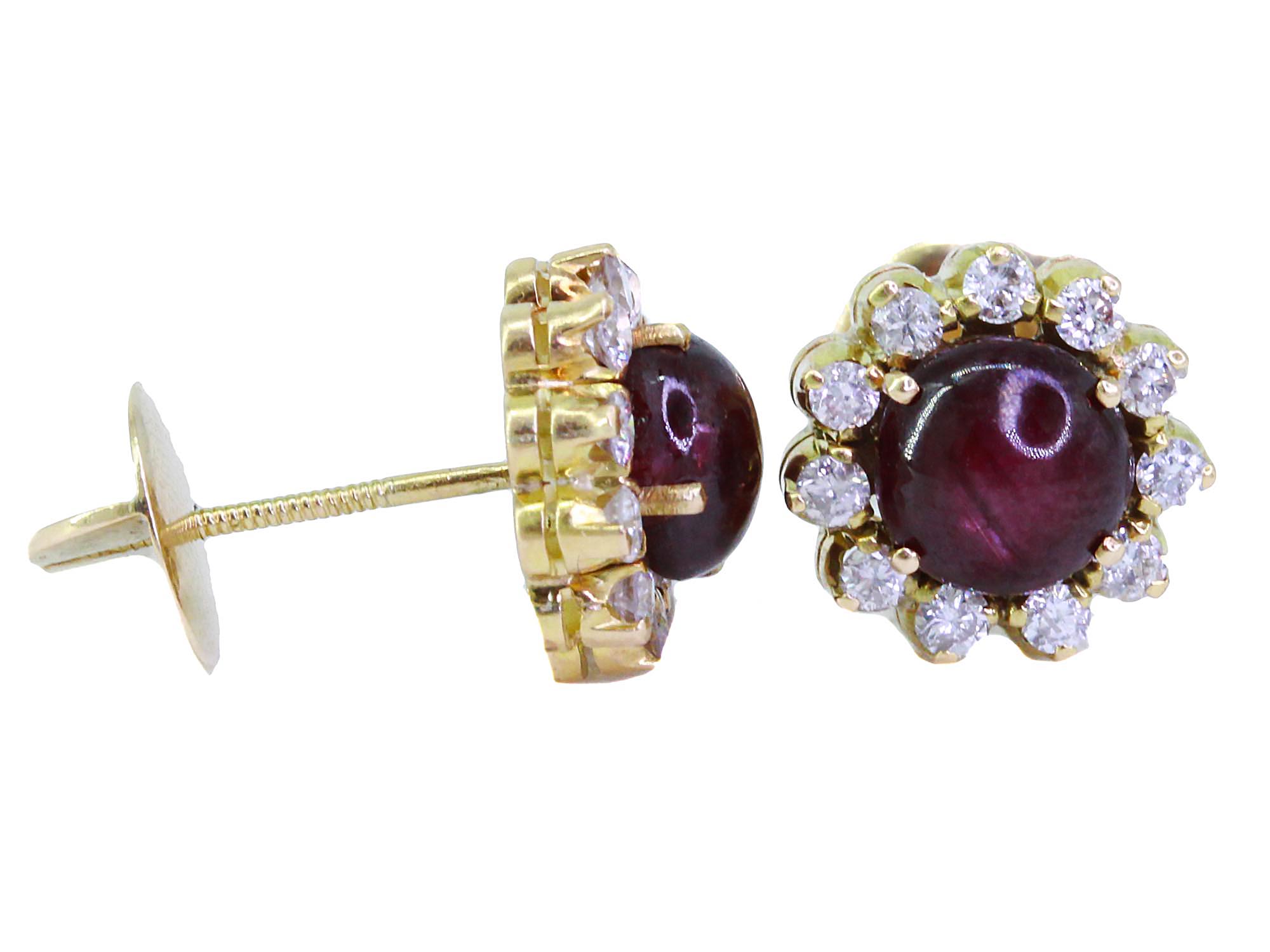 14K GOLD DIAMONDS AND PIGEON BLOOD RUBY EARRINGS PIC-1